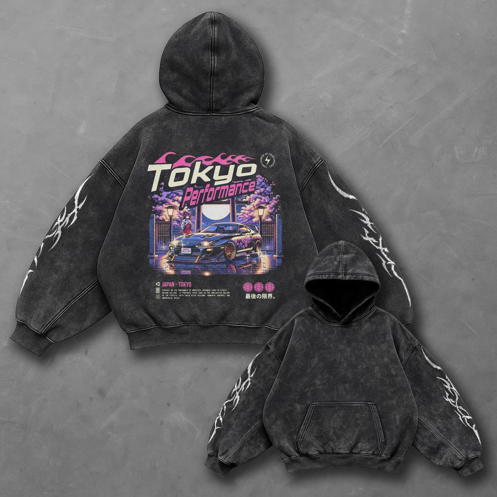 Car Elevated Black Washed Hoodie