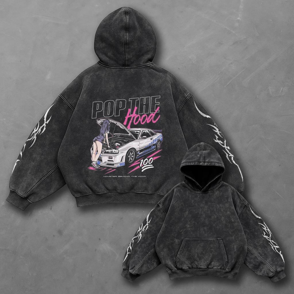 Car Street Black Washed Hoodie