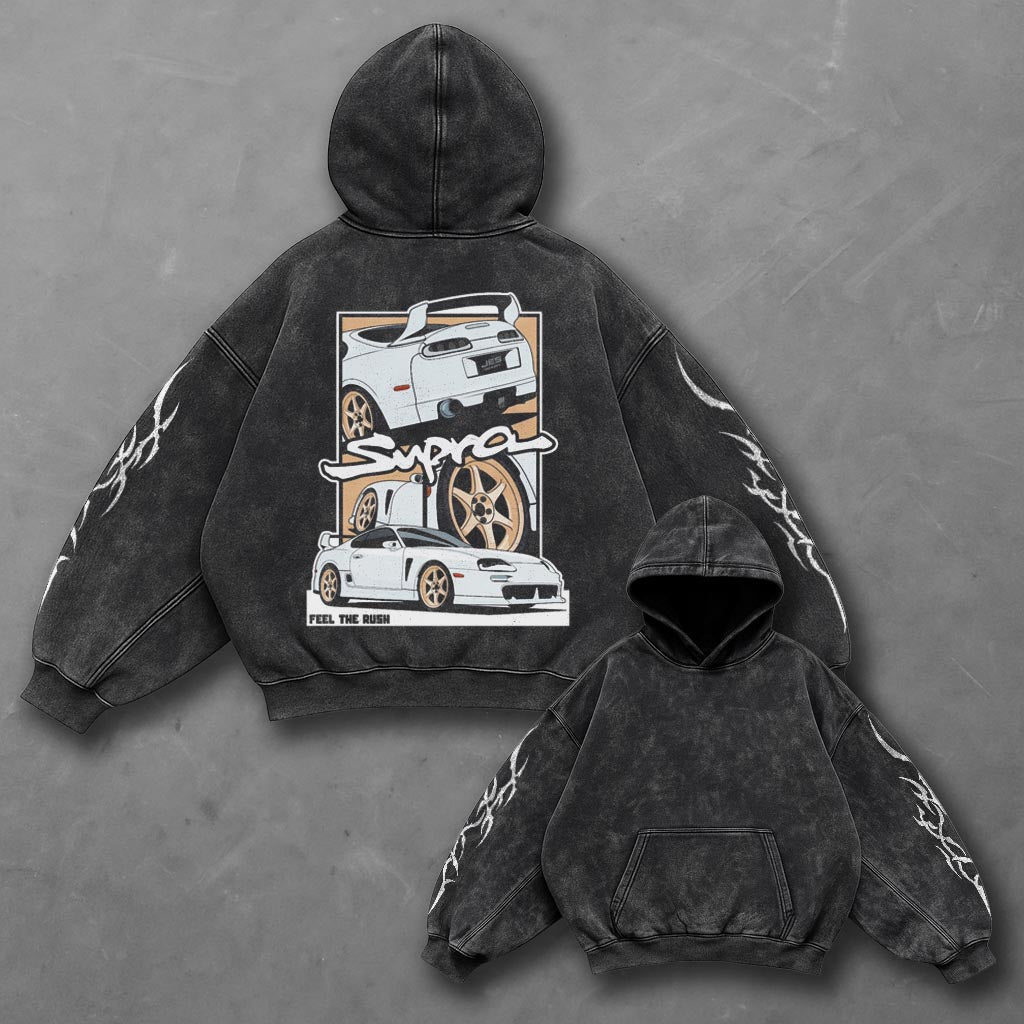 Car Iconic Black Washed Hoodie