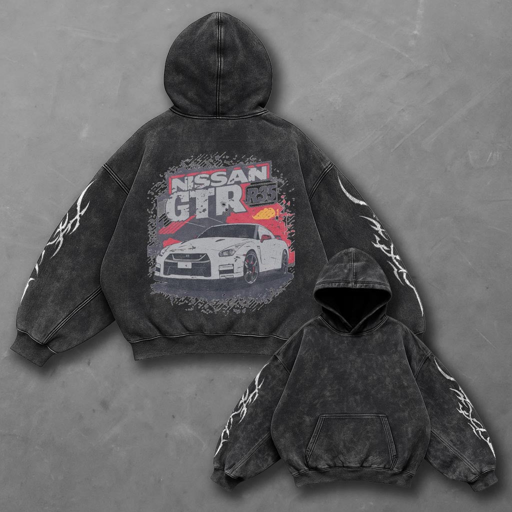 Car Dynamic Black Washed Hoodie