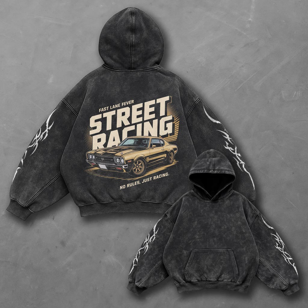 Car Rugged Black Washed Hoodie