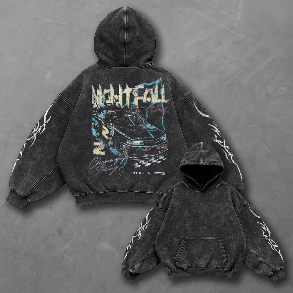 Car Chill Black Washed Hoodie