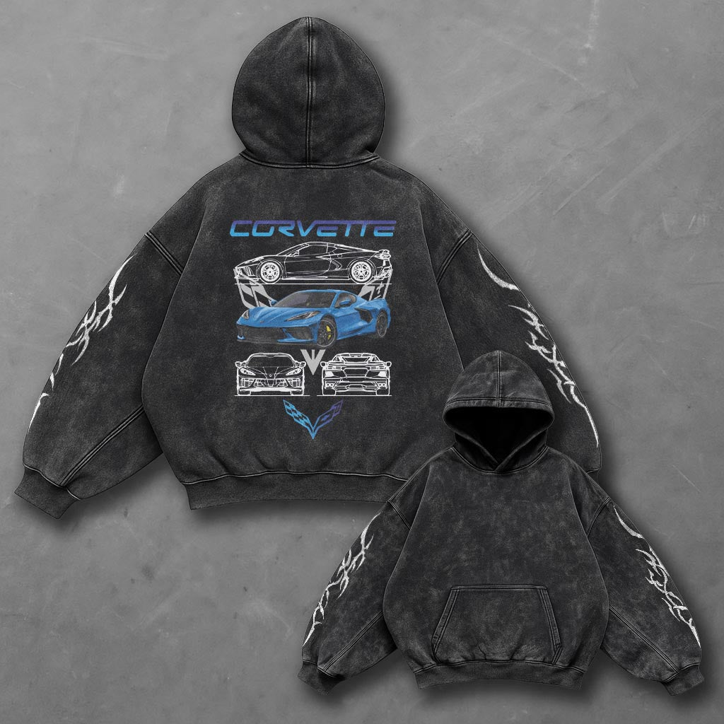 Car Essential Black Washed Hoodie