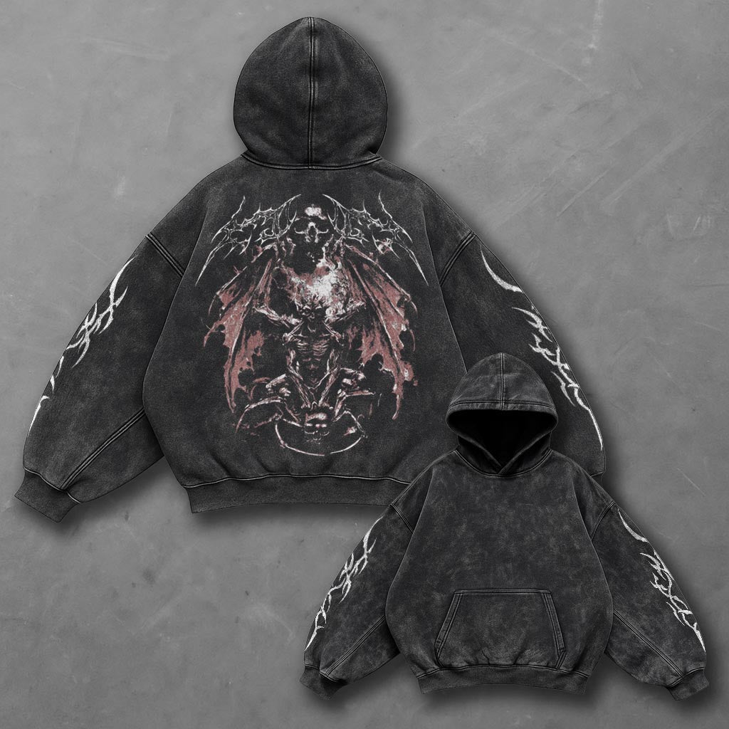 Dark Essential Black Washed Hoodie