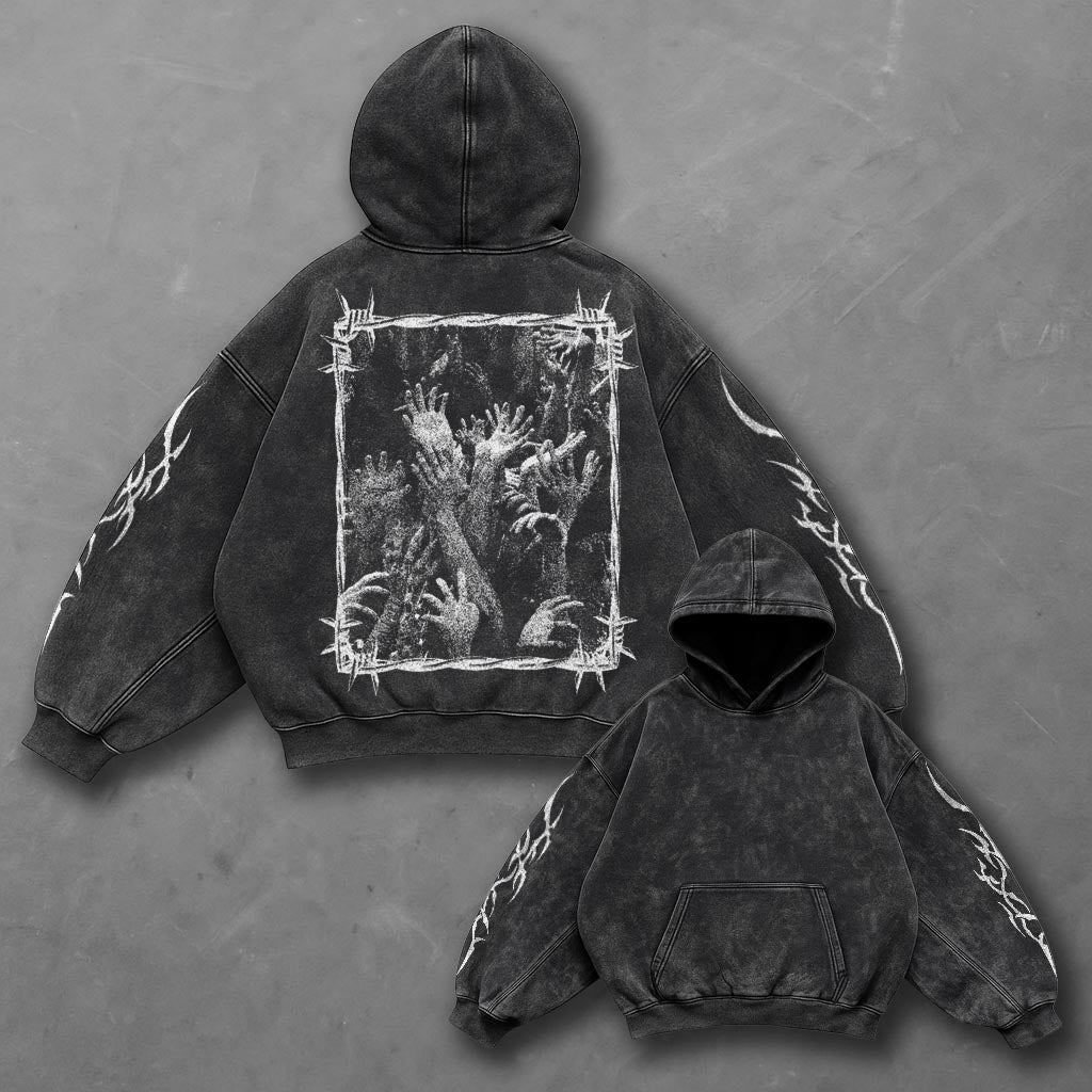 Dark Sporty Black Washed Hoodie