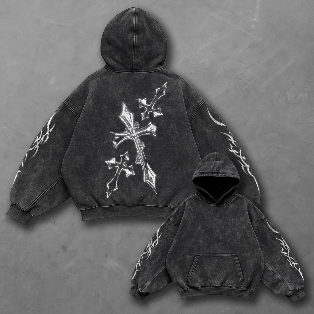Dark Effortless Black Washed Hoodie