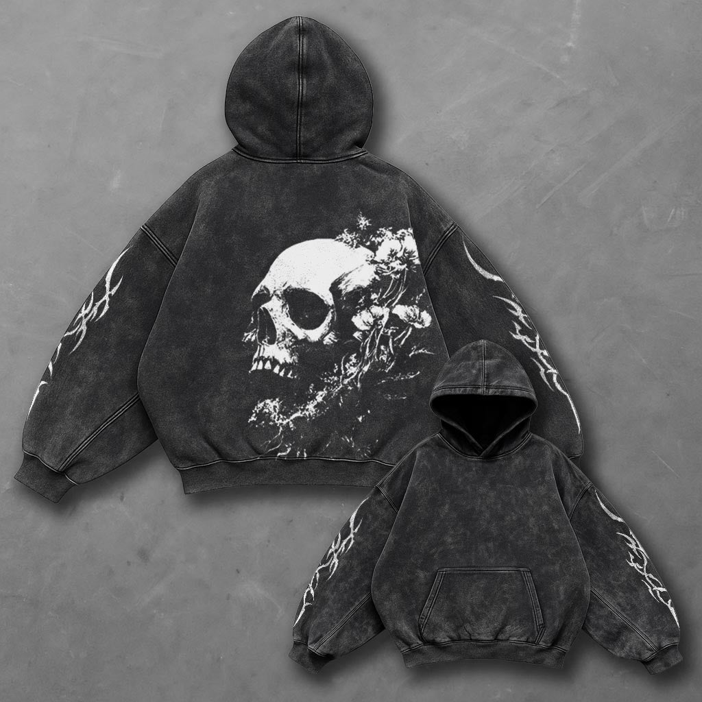 Dark Versatile Black Washed Hoodie