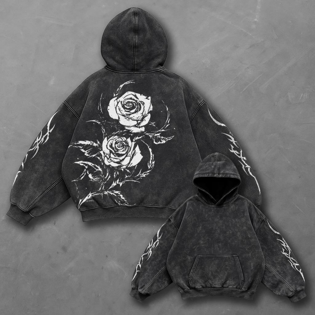 Dark Iconic Black Washed Hoodie