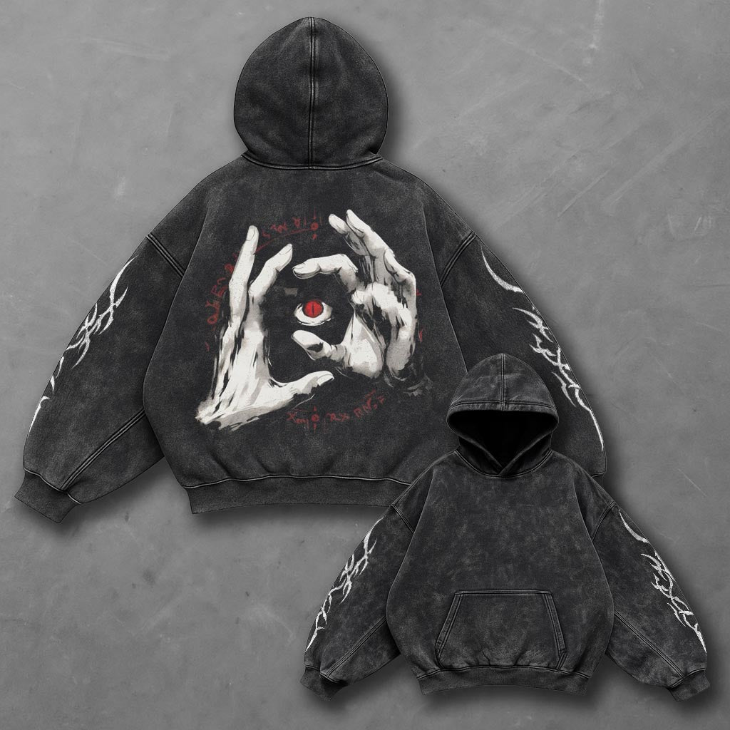 Dark Oversized Black Washed Hoodie