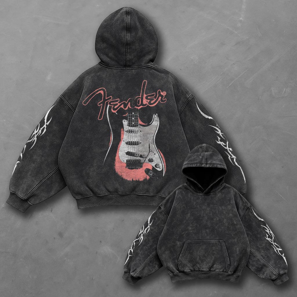 Music Elevated Black Washed Hoodie