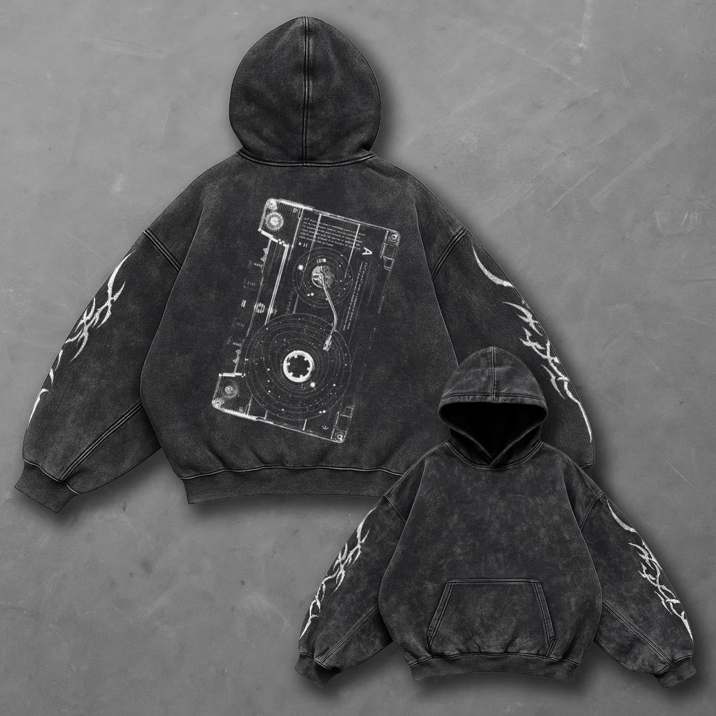 Music Versatile Black Washed Hoodie