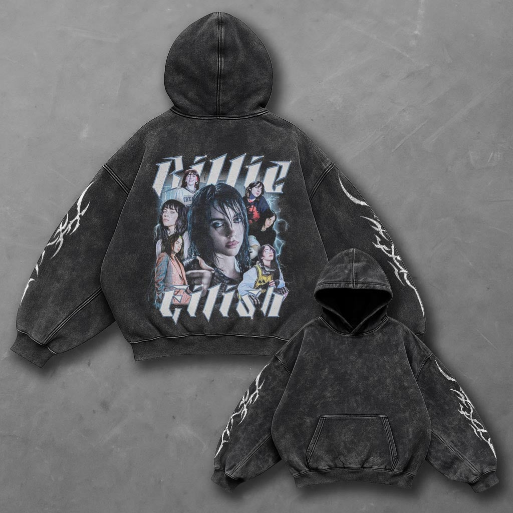 Music Sleek Black Washed Hoodie