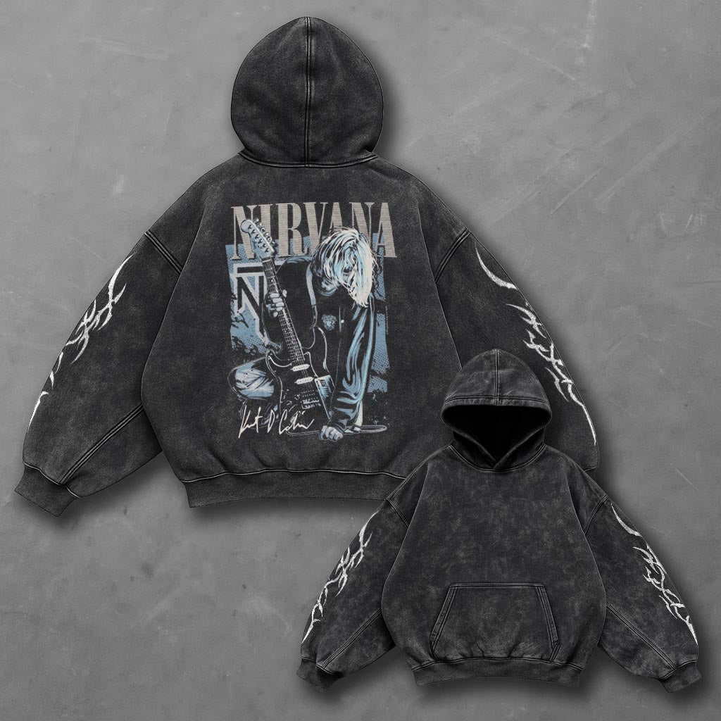 Music Timeless Black Washed Hoodie