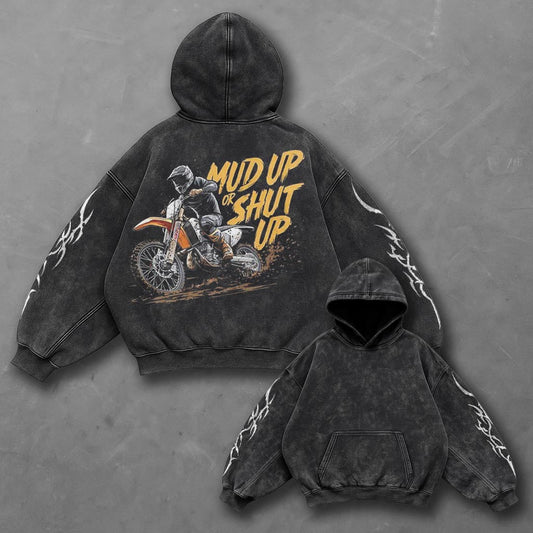 Bike Premium Black Washed Hoodie