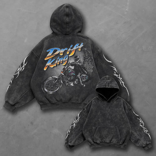 Bike Street Black Washed Hoodie