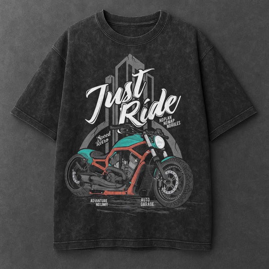 Bike Premium Black Washed T-Shirt