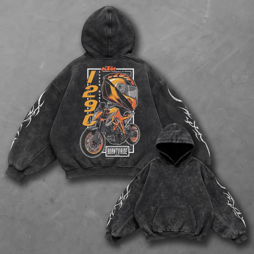 Bike Refined Black Washed Hoodie