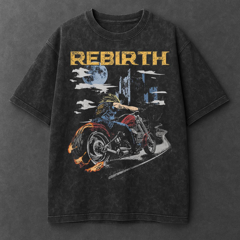 Bike Modern Black Washed T-Shirt