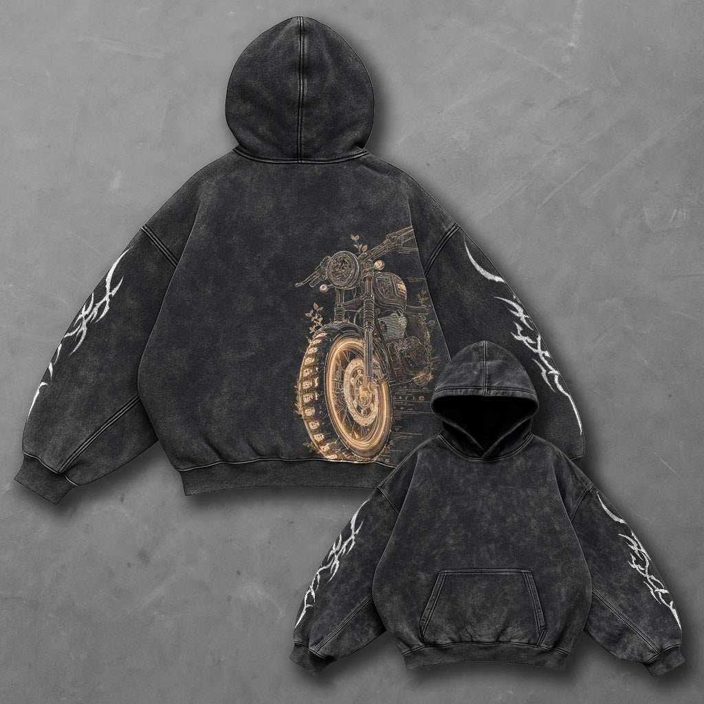 Bike Timeless Black Washed Hoodie