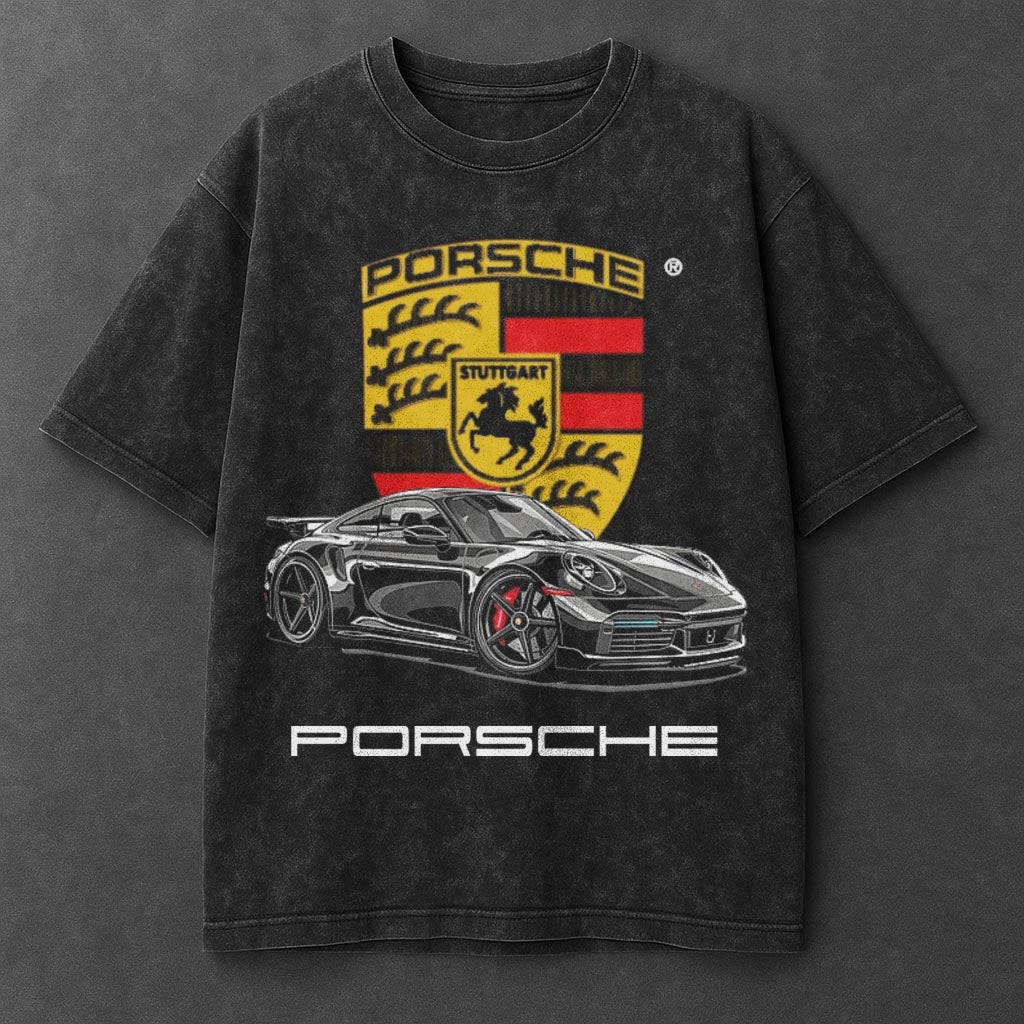Car Oversized Black Washed T-Shirt