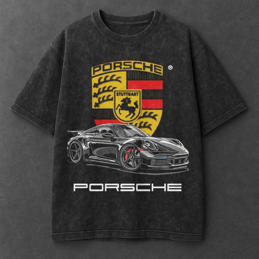 Car Oversized Black Washed T-Shirt