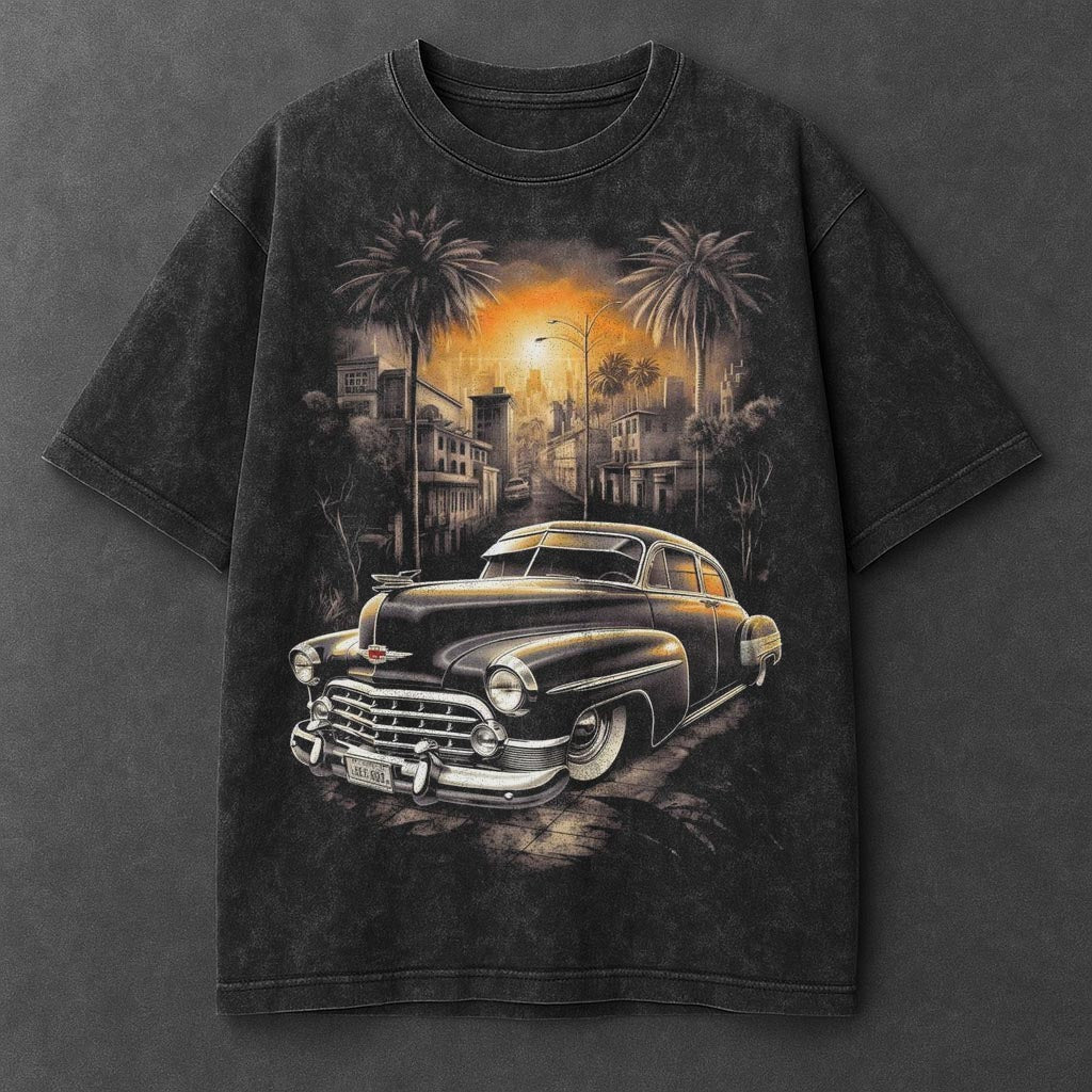 Car Sleek Black Washed T-Shirt