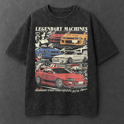 Car Heritage Black Washed T-Shirt