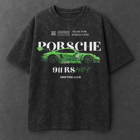 Car Retro Black Washed T-Shirt