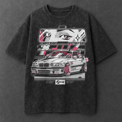 Car Dynamic Black Washed T-Shirt