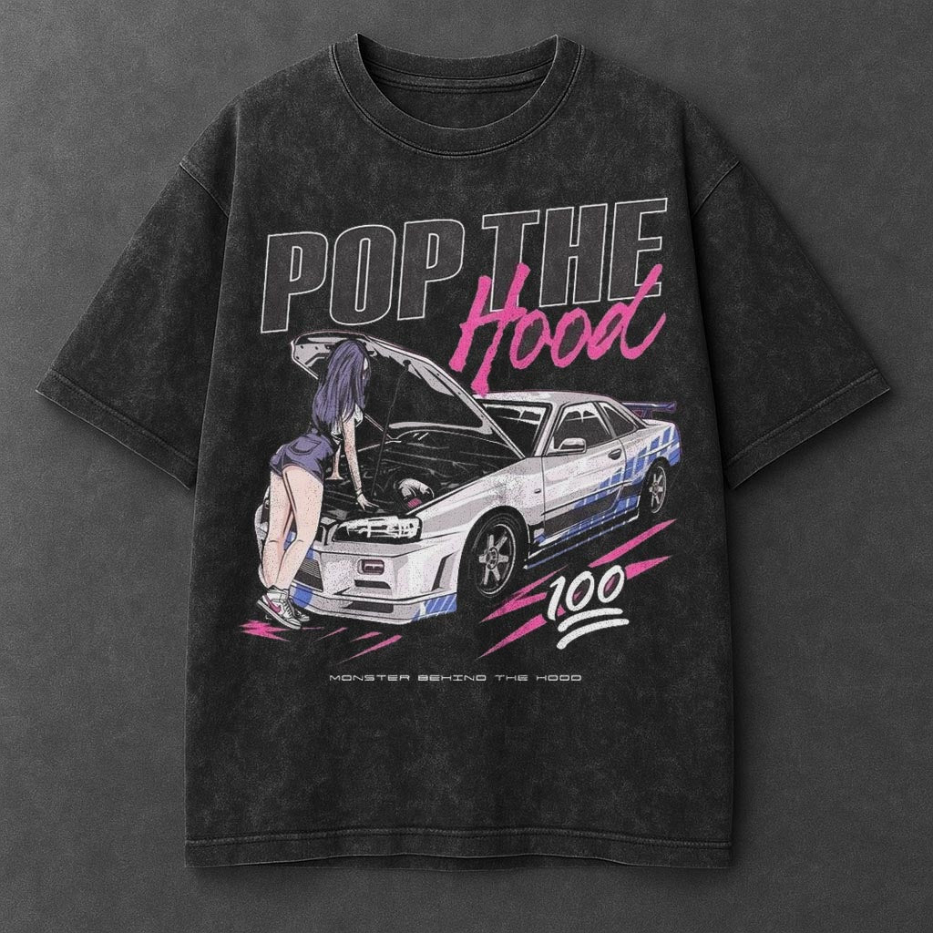 Car Premium Black Washed T-Shirt