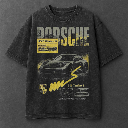 Car Minimal Black Washed T-Shirt