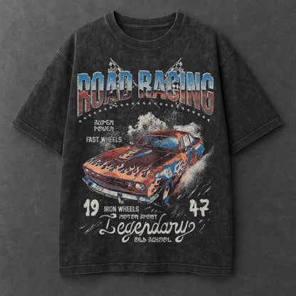 Car Edgy Black Washed T-Shirt