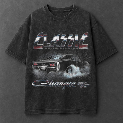 Car Polished Black Washed T-Shirt