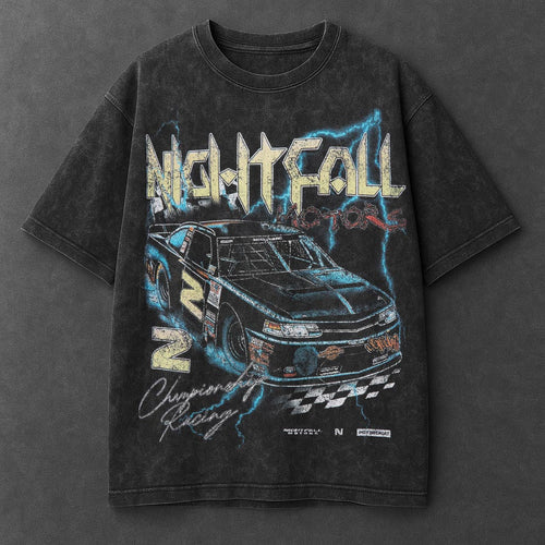 Car Sporty Black Washed T-Shirt