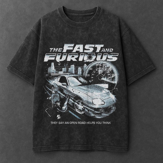 Car Streamlined Black Washed T-Shirt