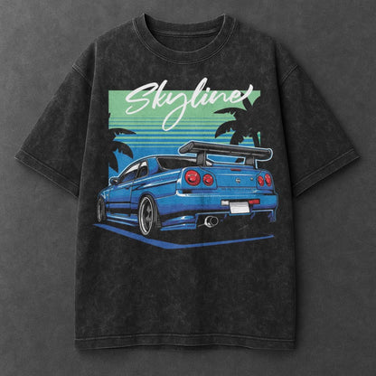 Car Casual Black Washed T-Shirt