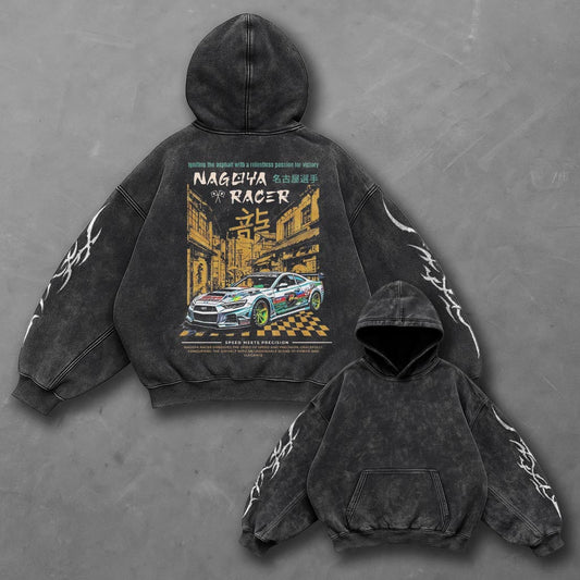 Car Timeless Black Washed Hoodie