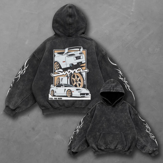 Car Iconic Black Washed Hoodie