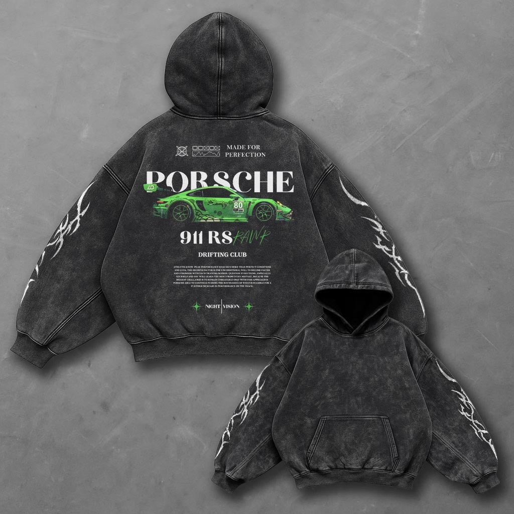 Car Premium Black Washed Hoodie