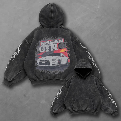 Car Dynamic Black Washed Hoodie