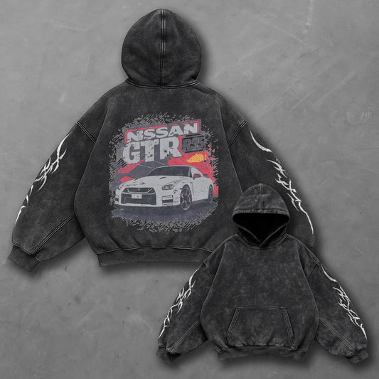 Car Dynamic Black Washed Hoodie