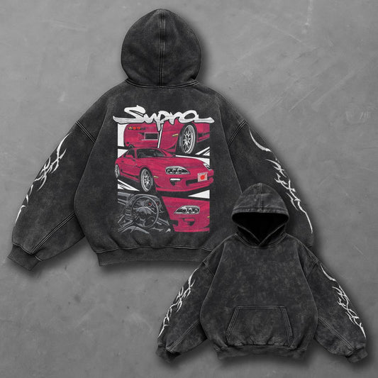 Car Statement Black Washed Hoodie