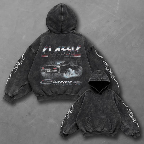 Car Cozy Black Washed Hoodie