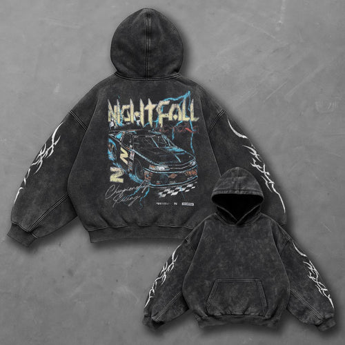 Car Chill Black Washed Hoodie