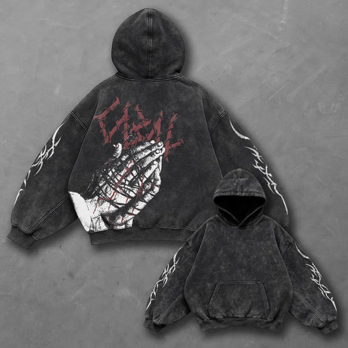 Dark Refined Black Washed Hoodie