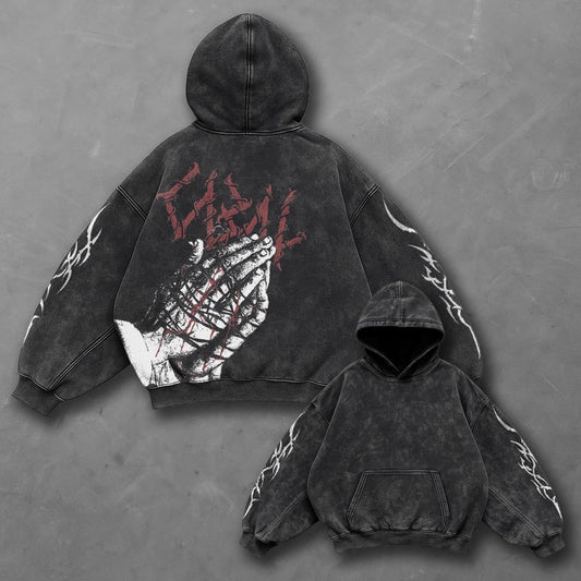 Dark Refined Black Washed Hoodie