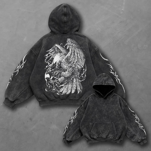 Dark Trendy Black Washed Hoodie