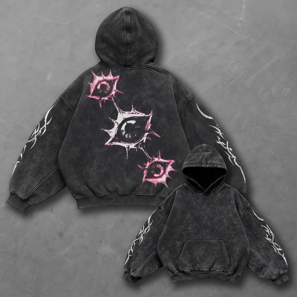 Dark Edgy Black Washed Hoodie