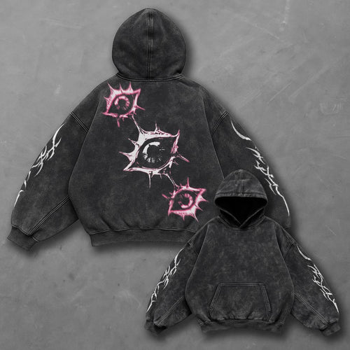 Dark Edgy Black Washed Hoodie