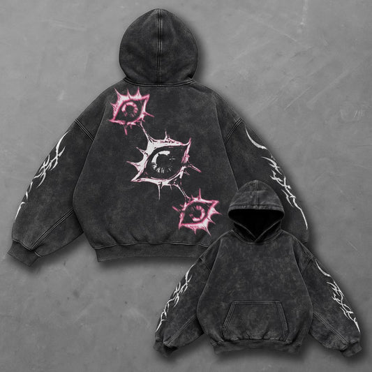 Dark Edgy Black Washed Hoodie